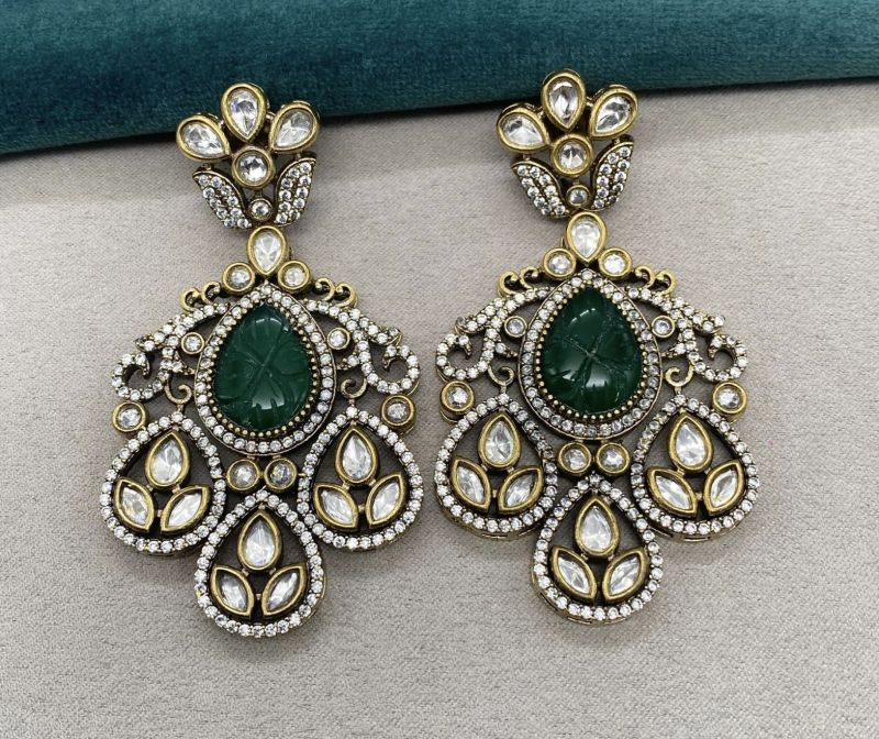 Polished Metal Victorian Earrings, Style : Antique