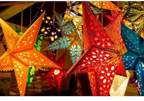 Laser Paper Decorative Hanging Star, Color : Multicolor