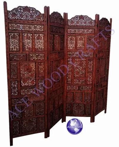 Rectangle Wooden Room Divider Partition Screen, Pattern : Carved