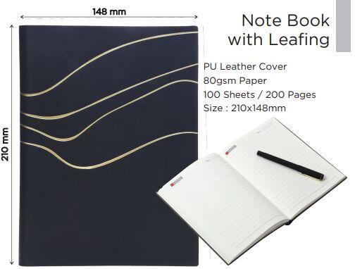 PU Leather Cover Notebook with Leafing