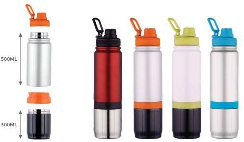 Stainless Steel Water Bottle With Cup, Packaging Type : Paper Box