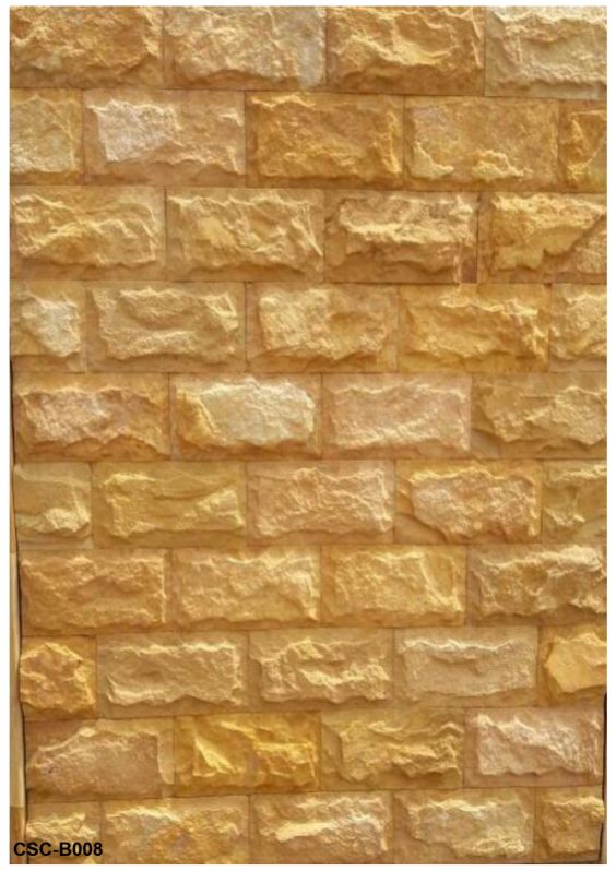 Yellow Rectangular Non Polished natural rock cladding, for Wall, Size : 30x15