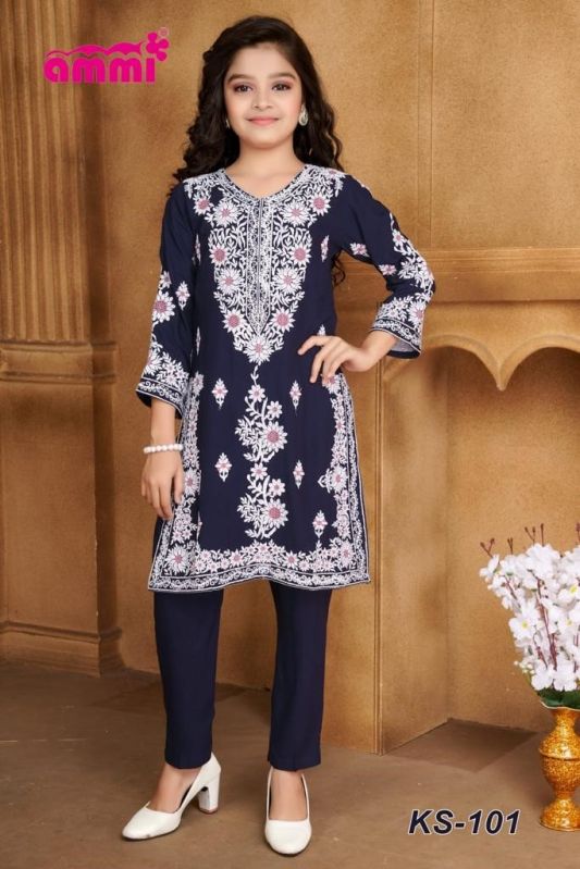 Ammi Black Embroidery Kurti Set, Occasion : Formal Wear