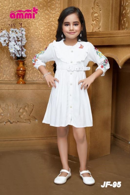 Plain Kids White Cotton Frock, Feature : Anti-Wrinkle, Comfortable, Easily Washable