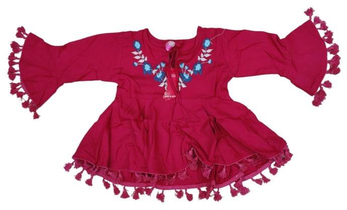 Red Embroidery Kids Top