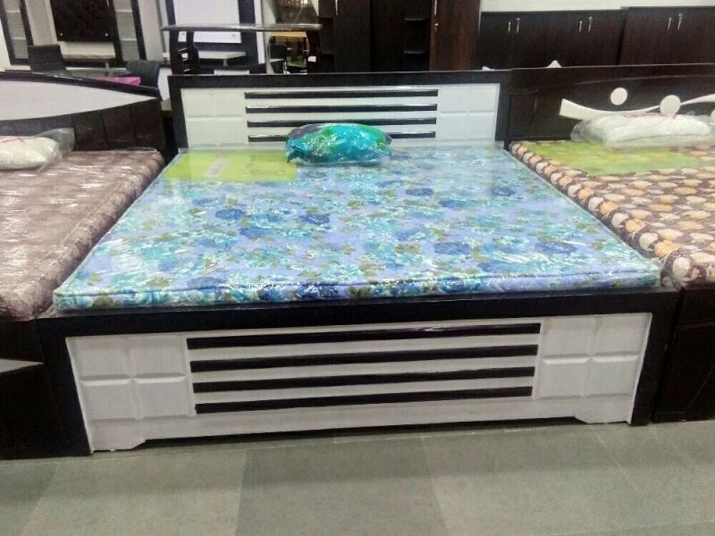 Black White wooden double bed