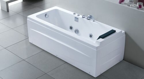 Rectangle Ceramic Jacuzzi Bathtub, Color : White