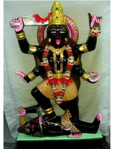 Black 1 Feet Marble Kali Mata Statue, for Worship