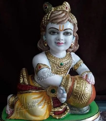 Multi Color 2.5 Feet Marble Krishna Statue, for Worship, Position : Sitting