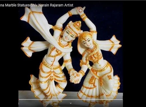 Multi Color 3 Feet Marble Radha Krishna Statue, for Worship, Position : Standing