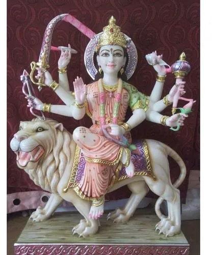 4 Feet Marble Durga Mata Statue