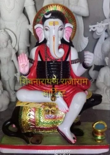 Multi Color 4 Feet Marble Ganesh Statue, for Worship, Position : Sitting