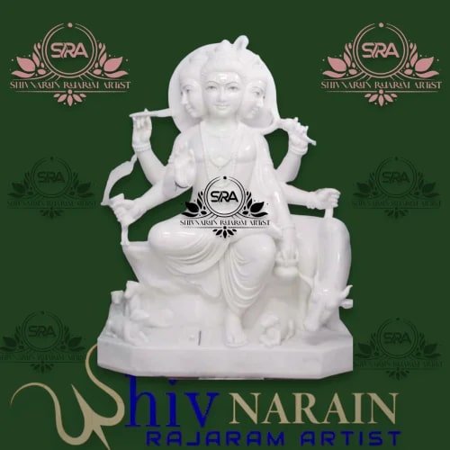 White Marble Dattatreya Statue, for Worship, Position : Sitting