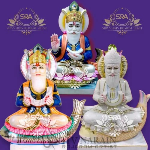 Multi Color Marble Jhulelal Statue, for Worship, Position : Sitting