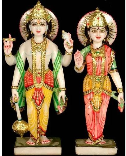 Multi Color Marble Laxmi Narayan Statue, for Worship, Position : Standing