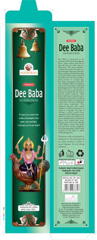 Rudraksh Padma Multicoloured Dee Baba Incense Stick, for Religious, Office, Home, Pooja, Length : 7-9 Inches