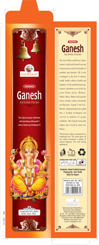 Multicoloured Rudraksh Padma Ganesh Incense Stick, for Religious, Office, Home, Pooja, Length : 7-9 Inches