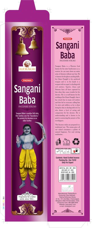 Rudraksh Padma Sangani Baba Incense Stick, for Religious, Office, Home, Pooja, Length : 7-9 Inches