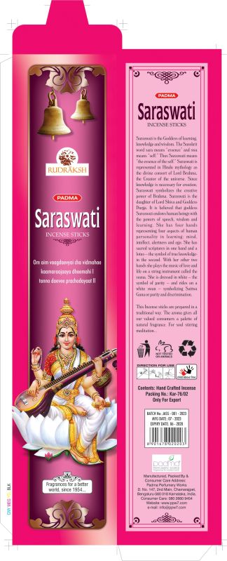 Rudraksh Padma Saraswati Incense Stick, for Religious, Office, Home, Pooja, Length : 7-9 Inches