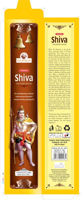 Multicoloured Rudraksh Padma Shiva Incense Stick, for Religious, Office, Home, Pooja, Length : 7-9 Inches