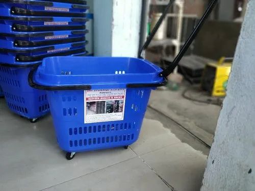 Sai Storage Supermarket Plastic Shopping Trolley, for Application, Load Capacity : 35, 45 Kg