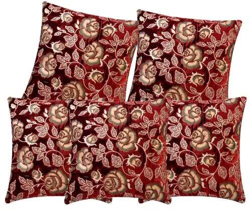 Floral Velvet Cushion Cover, Shape : Square