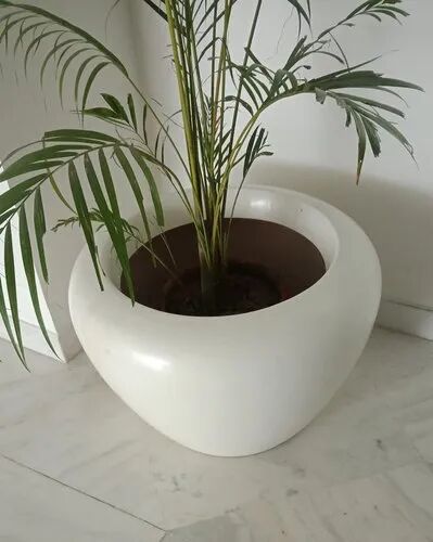 Round FRP flower pot, Color : White