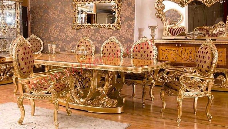 Gold Finish Royal Dining Table Set