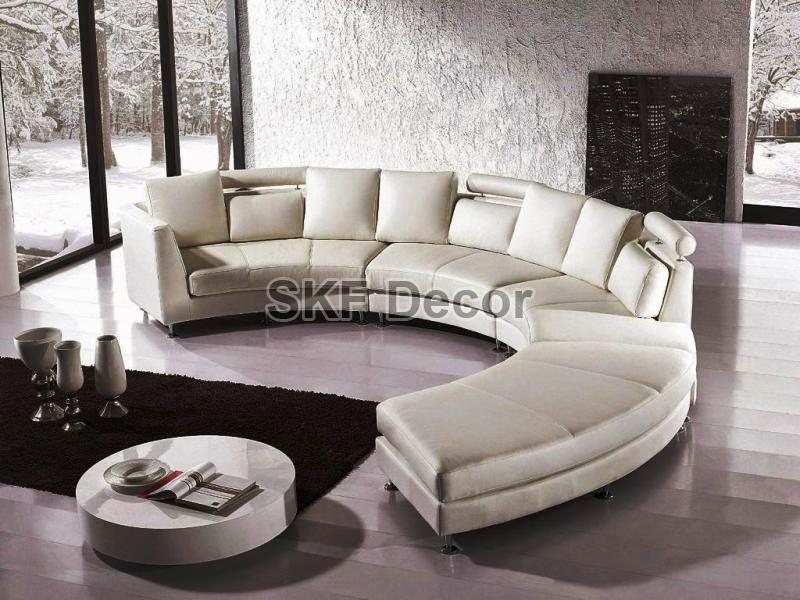SKF Decor Curved Leather Sectional Sofa, for Living Room, Feature : High Strength