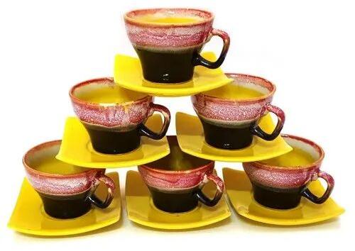 Ceramic Tea Cup, for Hotel, Color : Yellow, Black