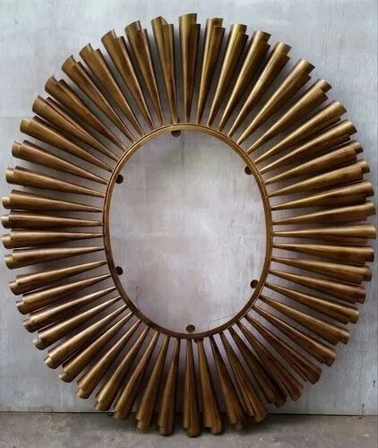 Iron Wall Mirror, Color : Brown