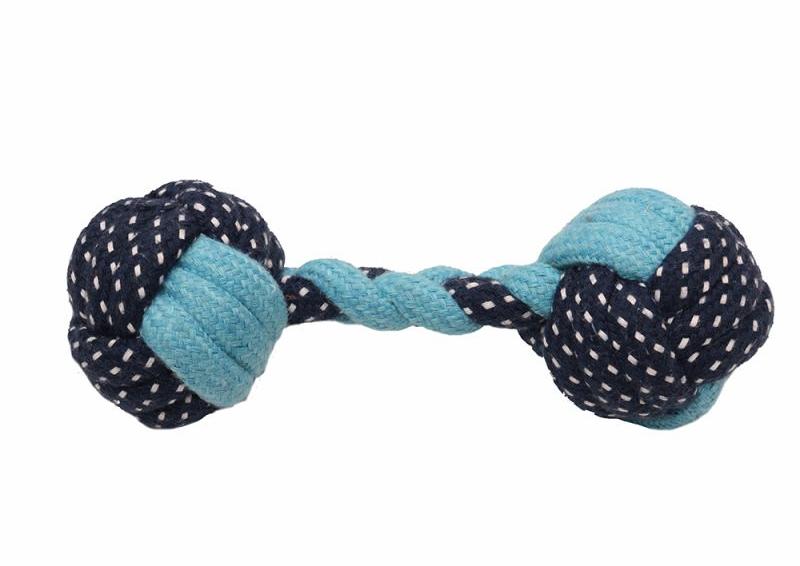 Rope dumbbell dog toy, for Pets Playing, Feature : Attractive Look, Colorful Pattern, Light Weight