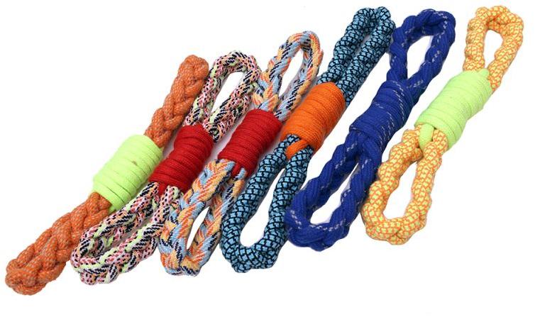 Small Figure 8 Dog Rope Toy, for Pets Playing, Feature : Attractive Look, Colorful Pattern, Light Weight