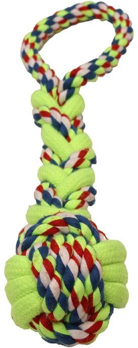 Twisted Handle Ball Dog Rope Toy, for Pets Playing, Feature : Attractive Look, Colorful Pattern, Light Weight