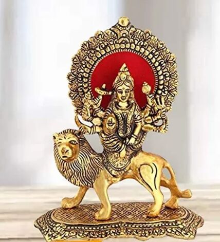 Aluminum Durga Statue, Color : Golden (Gold Plated)
