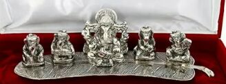 Aluminum Musical Ganesha Statue, Color : Silver