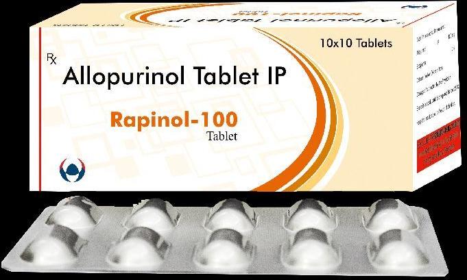 Allopurinol 100mg Tablet : Rapinol, for Clinical, Hospital, Clinic