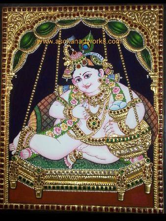 Tanjore painting butter krishna, Style : New
