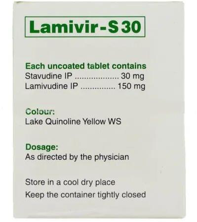 Lamivir S.30 Lamivudine Stavudine Tablets, Packaging Type : Box