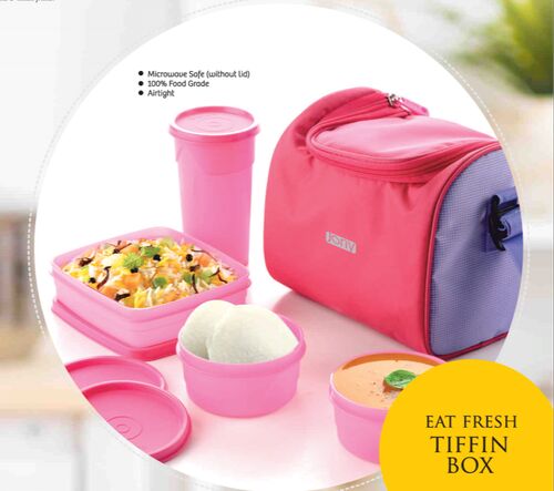 Polished Plastic Eat Fresh Tiffin Box, for Food Packing, Feature : Good Quality, Leak Proof, Microwaveable