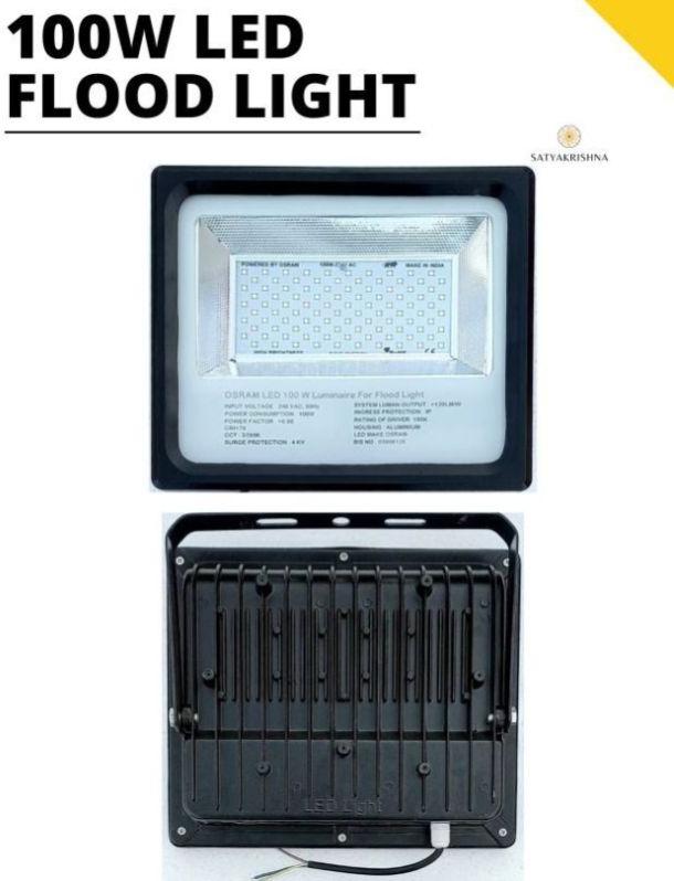 Black Satyakrishna >90 Aluminium 100W LED Flood Light, for Shop, Market, Malls, Home, Garden