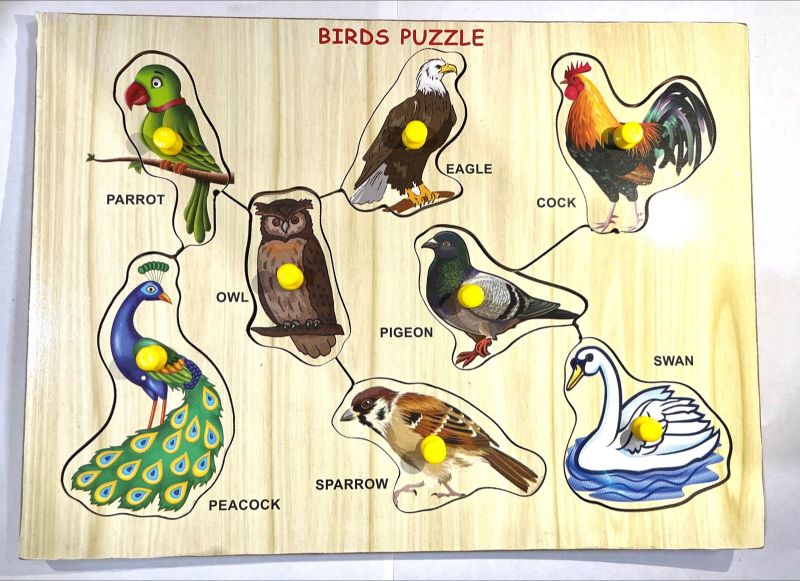 Multicolor Paint Coated Wooden Birds Puzzle, for Playing, Feature : Eco Friendly