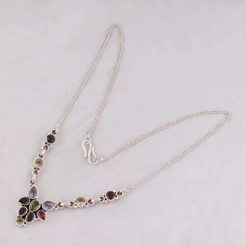 Multi Gemstone Necklace, Size : 9.5