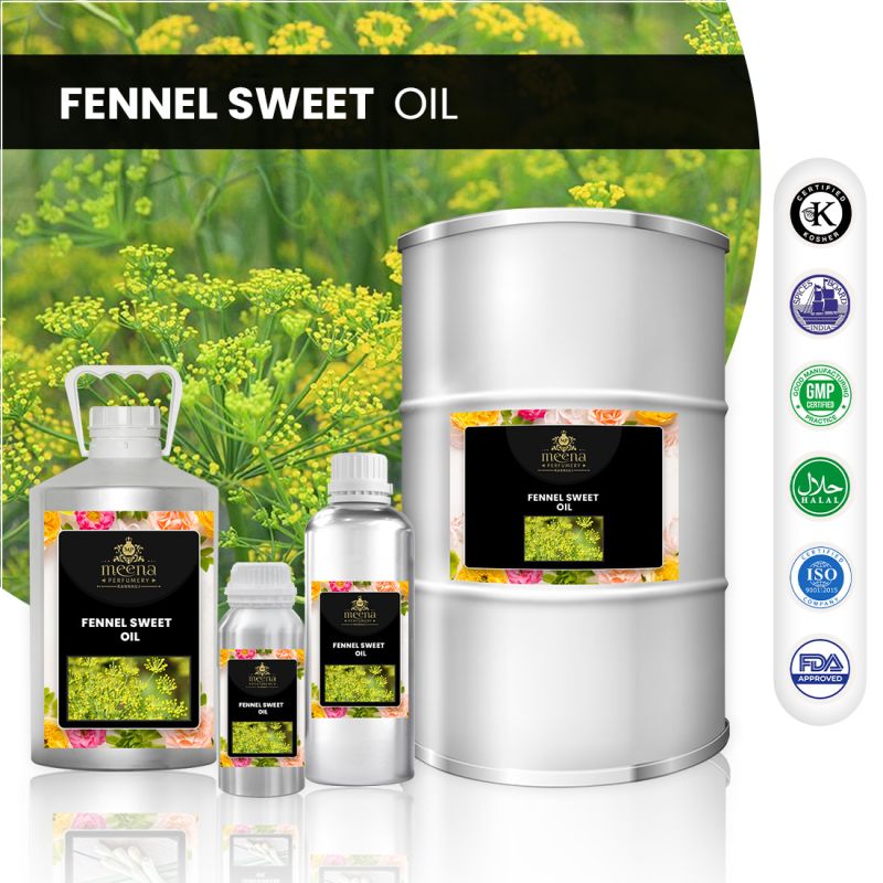 Organic Fennel Sweet Essential Oil, for Food Flavoring, Medicine, Natural Perfumery, Certification : FSSAI