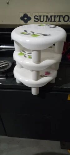 Round Plastic Bathroom Stool, Color : White