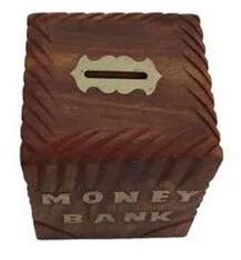 Square Wooden Coin Box