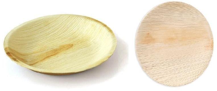 6 Inch Round Areca Leaf Plates, Feature : Biodegradable