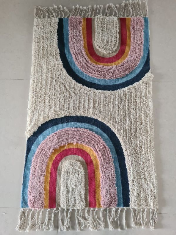 Multicolor Printed Cotton Microfiber Rugs, for Floor, Shape : Rectangular