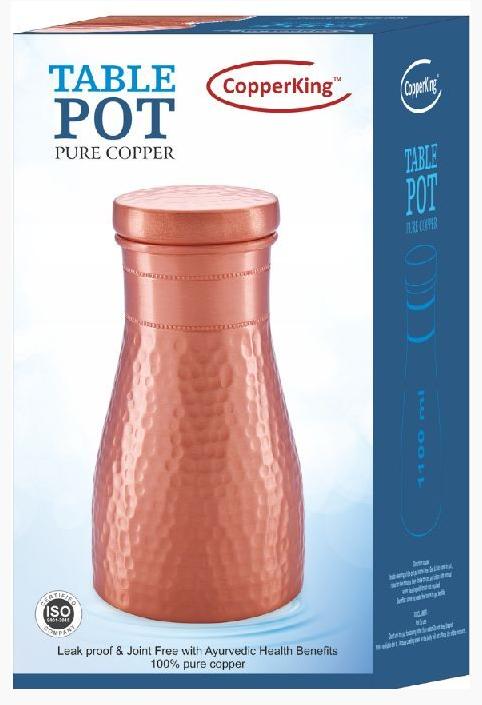 CopperKing Pure Copper Water Table Pot Bottle with Tumbler 1100ml