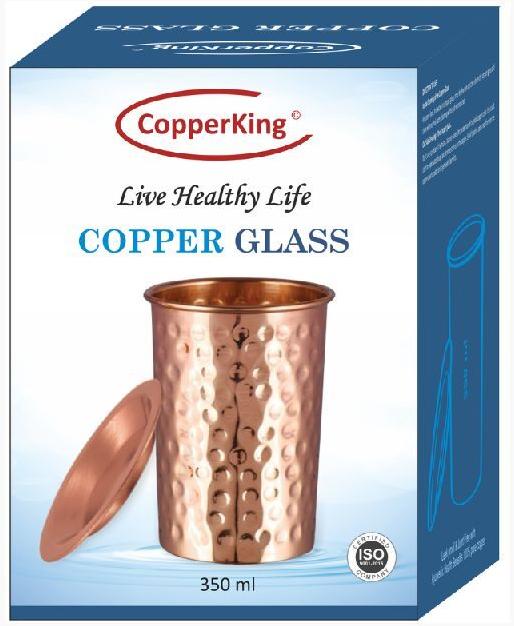 CopperKing Hammered Design Copper Glass Tumbler with Coster 350ml